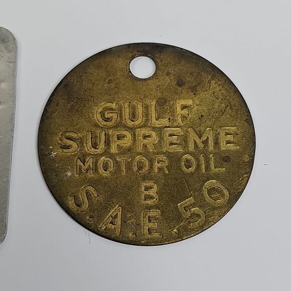 Gulflube Gulf Supreme Motor Oil Vintage Oil Pump Markers Brass Aluminum - Picture 2 of 5